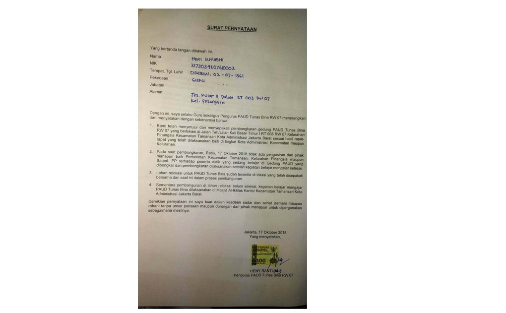 Pembongkaran PAUD Diduga Kasus Settingan Untuk Jatuhkan Kredibilitas Anies