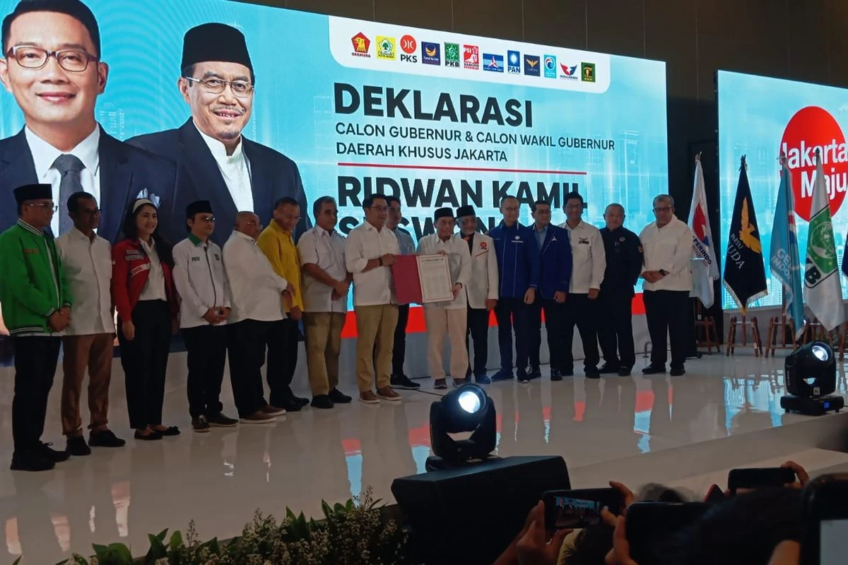 Diusung 12 Parpol, Ridwan Kamil-Suswono Maju di Pilkada Jakarta 2024
