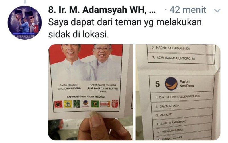Terbongkar di Malaysia! Surat Suara Dicoblos untuk 01 dan Caleg Nasdem
