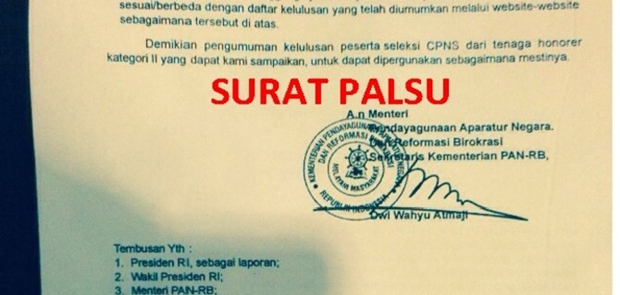 Masyarakat Dihimbau Hati-Hati Banyak Beredar SK Palsu Pengangkatan CPNS