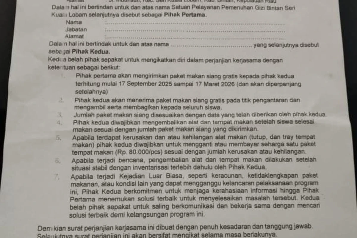 Heboh! Sekolah-sekolah di Bintan Diwajibkan Merahasiakan Jika Terjadi Keracunan Menu MBG